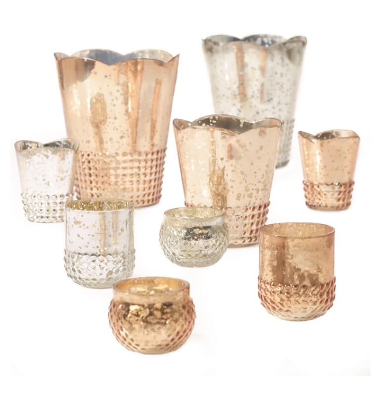 Wedding Floral Rentals, Atlanta - Gold & Silver Mercury Votives